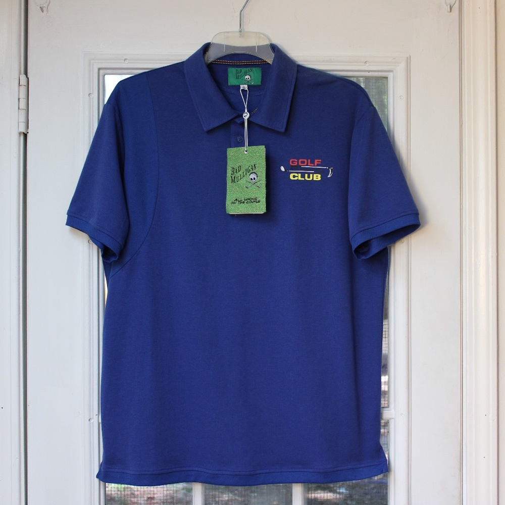 Bad Mulligan Golf Club Short Sleeve Blue Color Collared Shirt